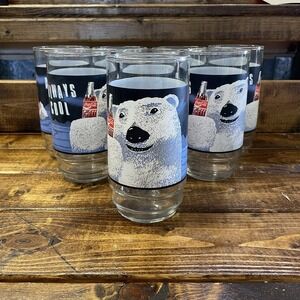 Set of 8 Vintage Coca Cola Always Cool Polar Bear Glasses 16 oz w/original box